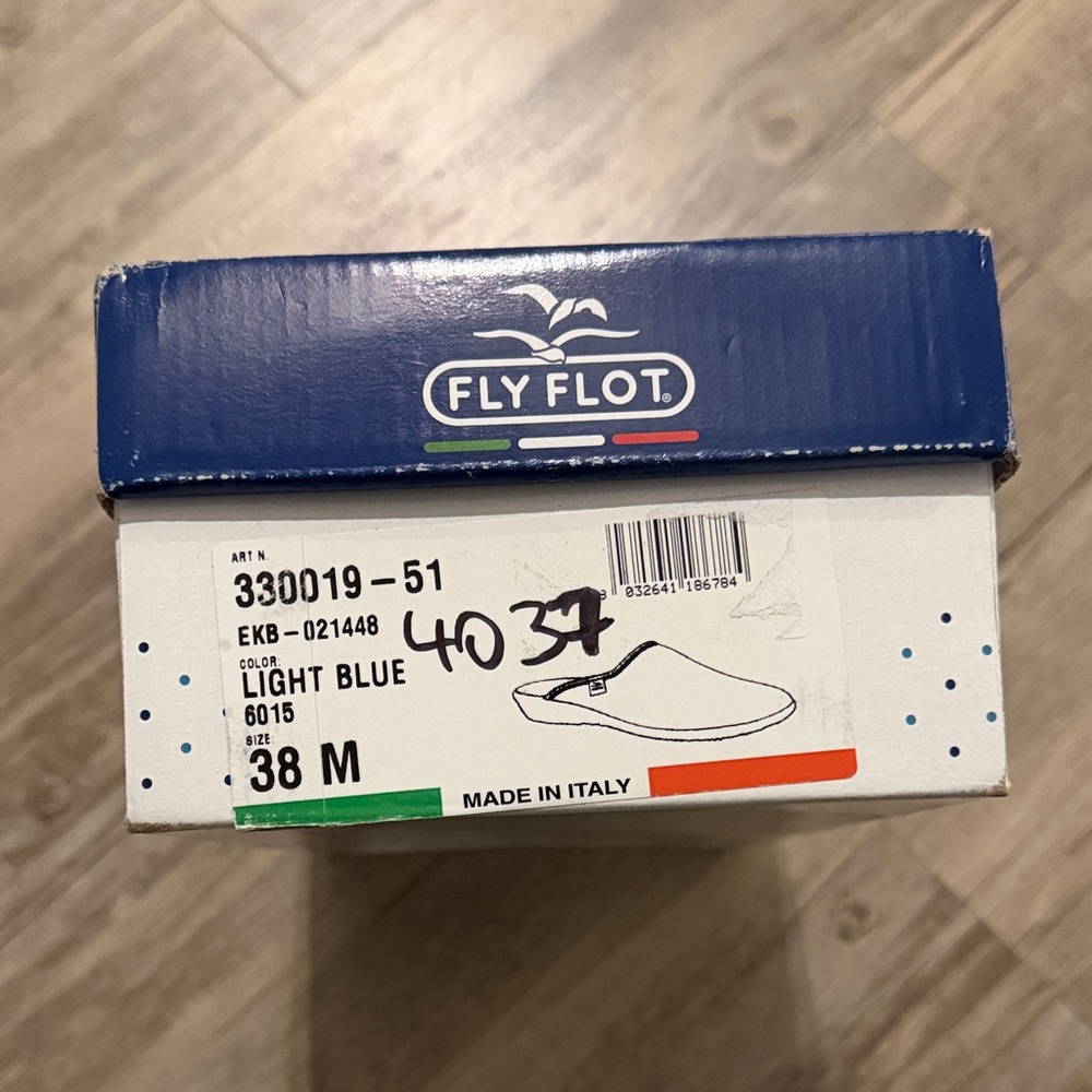 Fly London Cream and Navy Platform Slip-On Clogs - Picture 3 of 3